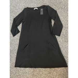F2 Hollister Black Long Sleeve‎ Crew Neck A-Line Dress With Pockets Size L